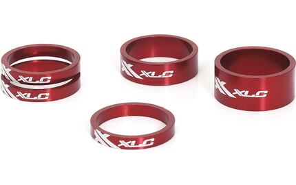 XLC A-Head Spacer-sada AS-A02 3 x 5, 1 x 10,  1 x 15, 1 1/8" cervená