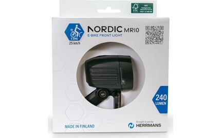 LED-E-Bike-svetlomet HERRMANS Nordic MR10 E, cerná, držák