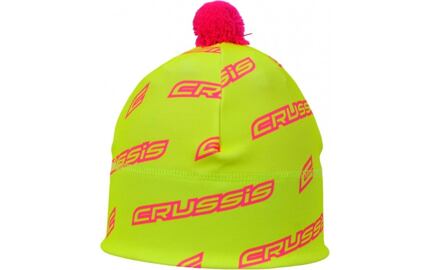 Crussis - Čepice CRUSSIS s bambulí žlutá fluo / růžová fluo logo