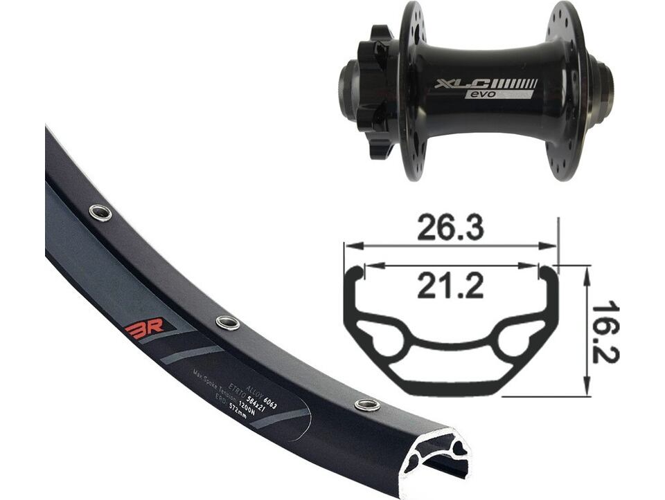 Pr. kolo 27.5" XLC 6-der crnTA 15 32der Rodi Black Rock DISK crn Niro-paprs(crn)