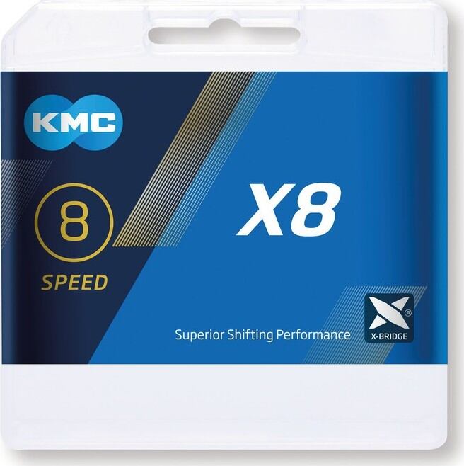 Retez KMC X8 1/2"x3/32",114 cl.,7,3mm, 8-s., si/šedá