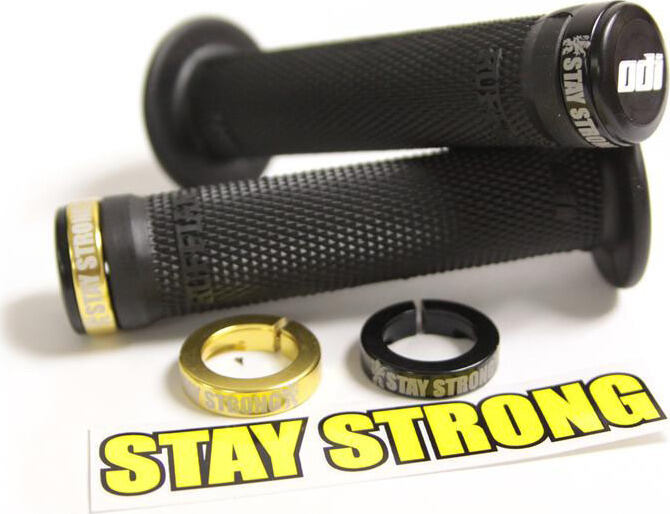 Gripy BMX ODI Ruffian "STAY STRONG" Lock-On bonus pack Black, 130 mm