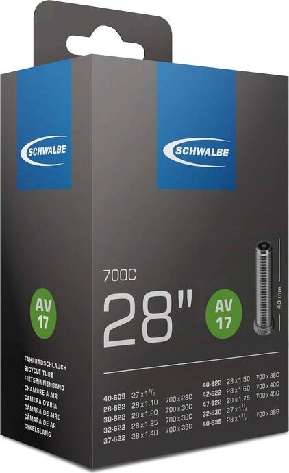 Duše Schwalbe AV 17 ve folii 28x1 1/8-1.75" 28/47-622/635 AGV 40mm